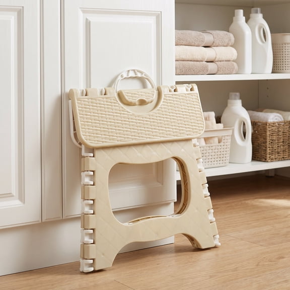 ifundom Khaki Foldable Step Stool for Travel and Home Use - Easy Open and Carry
