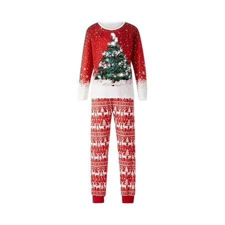 

BIZIZA Christmas Pajamas for Family Clothes Sleepwear Long Sleeve T-Shirt Casual pants Xmas Elk Homewear Women XXL