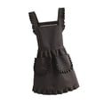 thumbnail image 3 of Lipstore Retro Apron with Ruffles And Front Pockets for Domestic - Ideal for Kitchen, Household, Cooking, Baking, Cafe, Costume Parties And Cosplay. Black, 3 of 7
