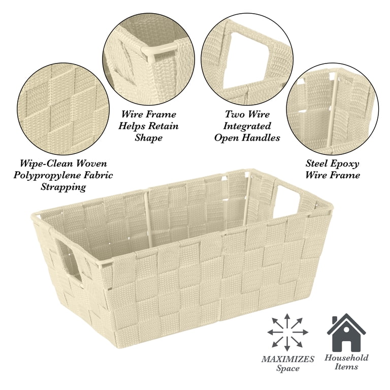 Simplify Standard Off-White Polyester Storage Basket photo 6
