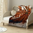 thumbnail image 2 of Nawypu  Sports BlanketBasketball Blanket Velvet Brown Yellow Lightweight Fuzzy Cozy Soft Warm Throw and Blankets for Boys Teens Men Sport Fans, Air Conditioning, 2 of 6