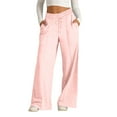 thumbnail image 5 of Women's Oversized Wide Leg Sweatpants - Elastic Drawstring Low Waist - Lightweight Casual Pants with Pockets, 5 of 8