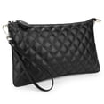 thumbnail image 5 of UTO Small Crossbody Clutch Purse for Women Genuine Leather Ladies Wristlet Wallet Handbag for Daily Traval(Black Quilted), 5 of 6