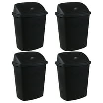 Teyyvn 10 Gallon Plastic Kitchen Trash Containers with Swing Lid, 4 Pack Swing Top Garbage Bin, Black