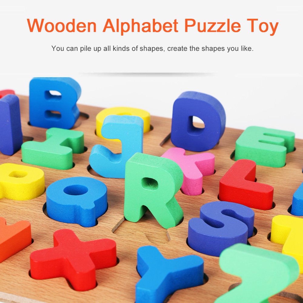 Mgaxyff Wooden Alphabet Puzzle Toy Preschool Learning Educational Toys Building Blocks, Alphabet