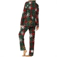 thumbnail image 5 of Mifsaly Womens Christmas Pajamas Sets Winter 2 Piece Pjs V-Neck Long Sleeve Lapel Pullover Sleepwear Xmas Tree Button Down Loose Nightwear High Waist Pants with Pockets 2025 Festival Homewear, 5 of 8