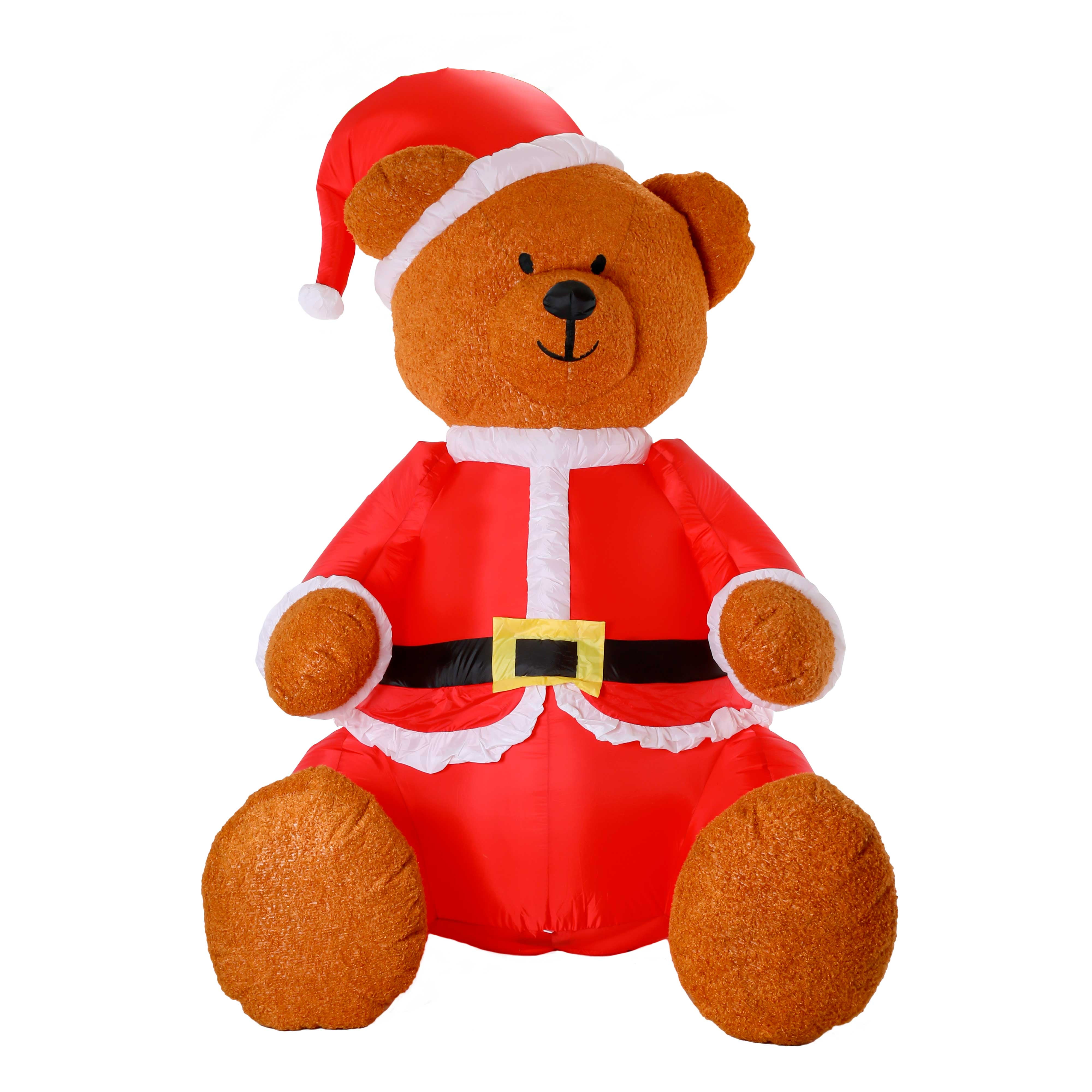 Christmas Masters Giant 8.5 ft Inflatable Plush Teddy Bear Wearing a