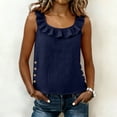 thumbnail image 6 of ClodeEU Women's Cute Square Neck Ruffle Trim Tank Top, Casual Sleeveless Blouse Navy,Women's Plus XXL, 6 of 8