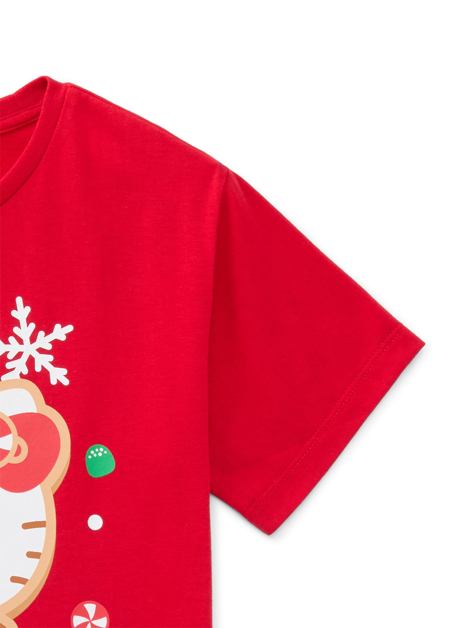 Sanrio Hello Kitty Gingerbread Girls Graphic Tee with Short Sleeves, Sizes 4-16