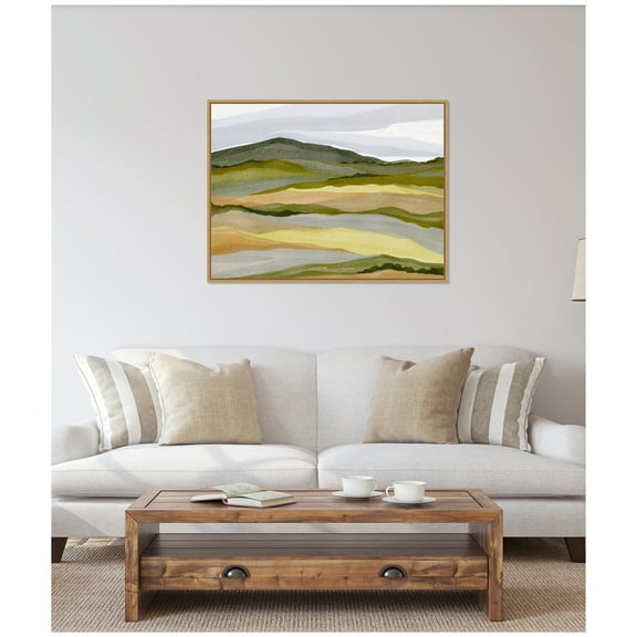 Kate and Laurel Gentle Wilderness Framed Canvas Wall Art by Nikita Jariwala 42 x 32 Sylvie Natural, Modern, Abstract, Landscapes Art for Wall Decor, Living Room, Bedroom