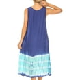 thumbnail image 2 of Sakkas Ilaria Women's Midi Sleeveless Casual Loose Flare Print Dress Caftan Pocket - TD42-802-NavyMint - One Size, 2 of 5