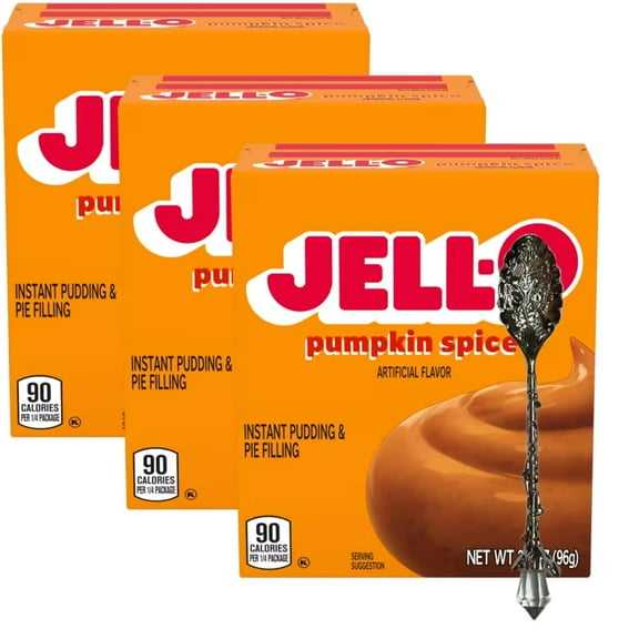 Candy Freezer Instant Pudding & Pie Filling Mix 3.4 oz (Pack of 3) with Gem Spoon (Pumpkin Spice Flavor) - Gem Spoon