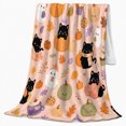 thumbnail image 2 of Whimsical Autumn Forest Playful Black Cats Ghosts, Playful Food Art Scene, Warm Flannel Blanket for Kitchen and Dining Room, Cat Lovers autumn celebration Gift, Pet Lover Home Decor, 2 of 9