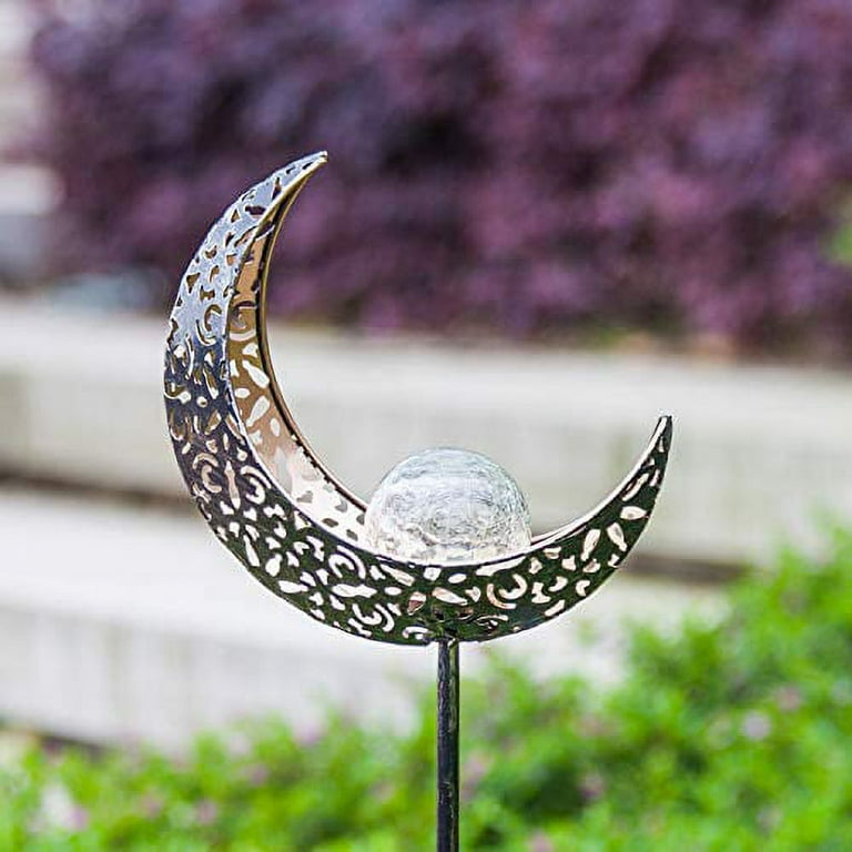 Outdoor Decor, Moon Fairy Crackle Glass Globe with Angel Yard Pathway Stake Lights  Solar Powered Waterproof PU7H8F - The Home Depot