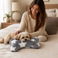 thumbnail image 7 of Bone-Shaped Pet Pillow for Small Dogs and Cats, Curved Neck Support Cushion, Soft Flannel Fabric, Washable, Cute Star Heart Paw Print Designs, Compact Travel Size, Cozy and Soft, 7 of 7