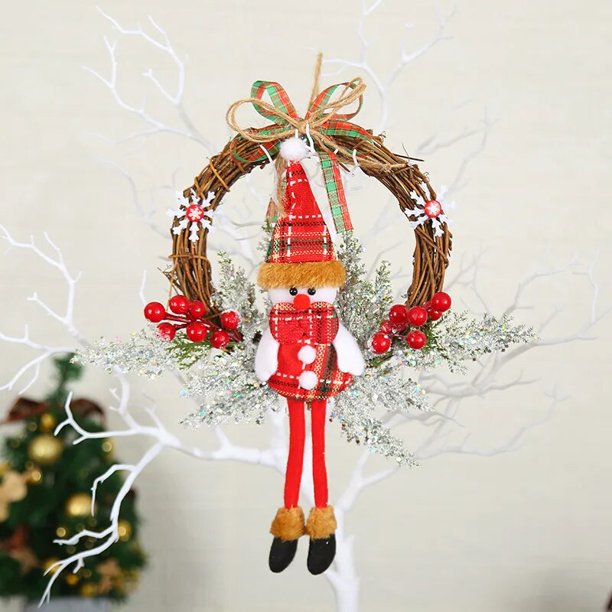 Corona de Navidad de 30Cm para puerta Delantera, decoración navideña de pared, ventana dorada, adorno de Guirnalda, 2024