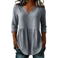 thumbnail image 2 of Tbopshirt Womens Blouses Summer Tops for Women Stripe Round Neck Three Quarter Sleeve 3/4 Sleeve T-shirt Loose,Black, 2 of 7