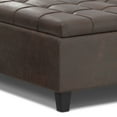 thumbnail image 4 of Harrison 40 inch Wide Transitional Large Square Coffee Table Storage Ottoman in Distressed Brown Vegan Leather, 4 of 12