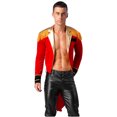 thumbnail image 2 of Haitryli Men's Adult Circus Ringmaster Costume Open Front Velvet Tassel Long Tailcoat Jacket Coat Red L, 2 of 7