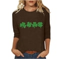 thumbnail image 2 of St. Patricks Day Ladies' St. Patricks Day Printed Round Neck Three Quarter Sleeve 3/4 Sleeve T-Shirt Loose Top, 2 of 6