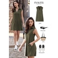 thumbnail image 2 of Vestido EVALESS caqui para mujer, primavera y verano, cuello en V, sin mangas, 2 of 6