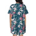 thumbnail image 6 of Daiia Lilies Flowers Pattern Womens Pajama Sets Short Sleeve Pajamas for Women Sets Soft Lounge Sets Casual Round Neck Sleepwear PJS-X-Large, 6 of 7