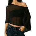 thumbnail image 2 of Helii Women's Mesh Poncho Cover Up, Hollow Out Knit Beach Poncho, Asymmetrical Sheer Cover Up, Lightweight Crochet Poncho for Swimsuit Vacation Beach Black,One Size, 2 of 7