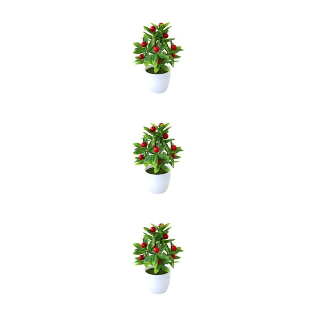 Ruiboury Add Touch Of Green To Living Space Artificial Plant Collection Home Decor Plastic Artificial Potted Plants False Plant Zhaocai Tree Fruit 3Set
