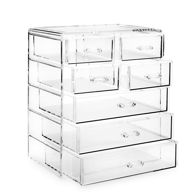 Jewelry Storage Case with Handle Transparent Cosmetics Holder Desktop  ,29x9x8.5cm Collection Case Durable Smooth Edges with Lid