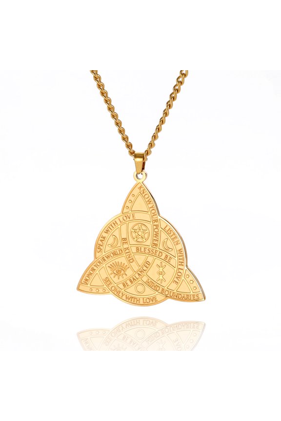 Gold Trinity Knot Pendant Necklace Stainless Steel Jewelry