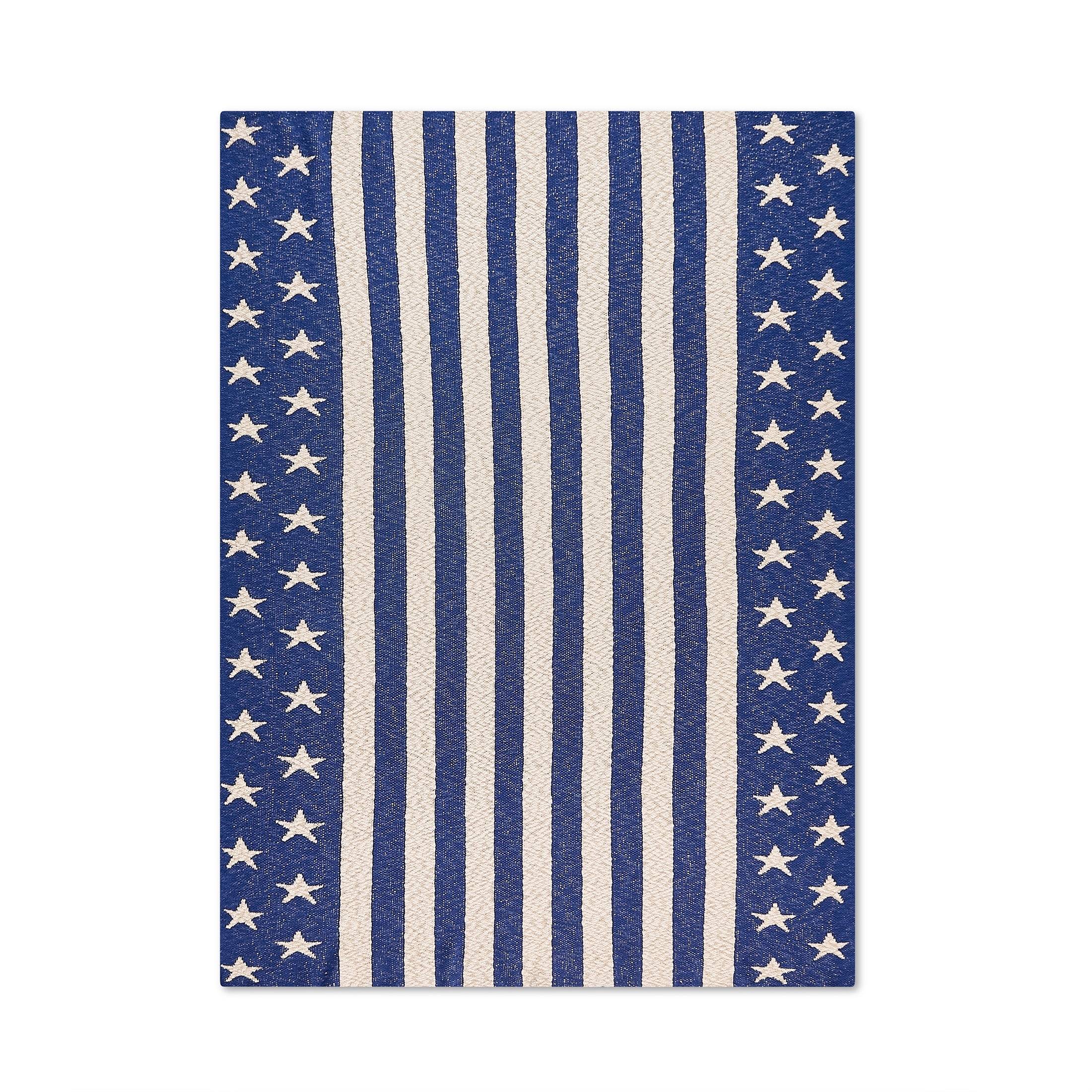 Lanwood Home Americana summer Knitted Throw Blanket, USA American Flag Oversize Throw, Blue Star Stripe