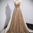 thumbnail image 2 of Golden Evening Dress Women Senior Sense Host High-end Atmosphere, 2 of 6