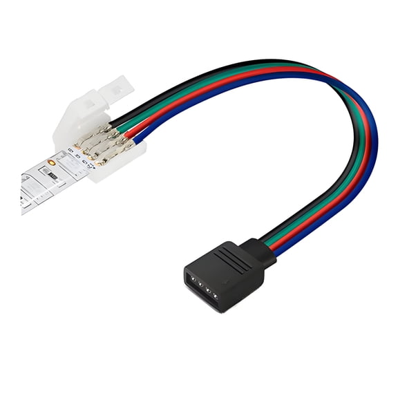 50pcs 4-wire Solderless Clip to 4-pin Female 6-inch Cable for RGB LED Strip Light