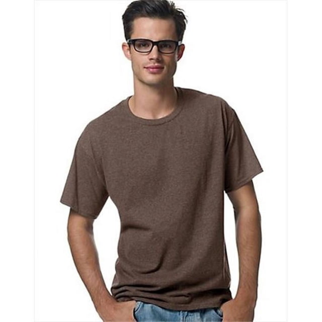 Hanes 5170 Comfortblend Ecosmart T-Shirt à Col Rond pour Hommes Taille 3X, Brun Chiné.