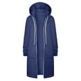 thumbnail image 7 of IROINNID Trench Coat for Women Winter Warm Coat Loose Hooded Thermal Outerwear Knee Length Coat with Pocket,Blue, 7 of 7