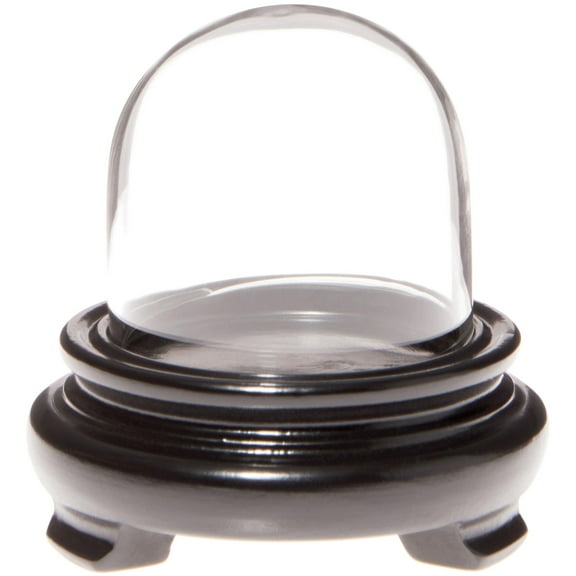 Plymor 1.875" x 1.875" Mini Glass Display Dome Cloche (Black Wood Veneer Footed Base)
