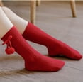 thumbnail image 4 of Calcetines hasta la rodilla para niños y niñas, calcetines sólidos, medias de princesa, cuidado del bebé a media pantorrilla (rojo, 2-3T), 4 of 5