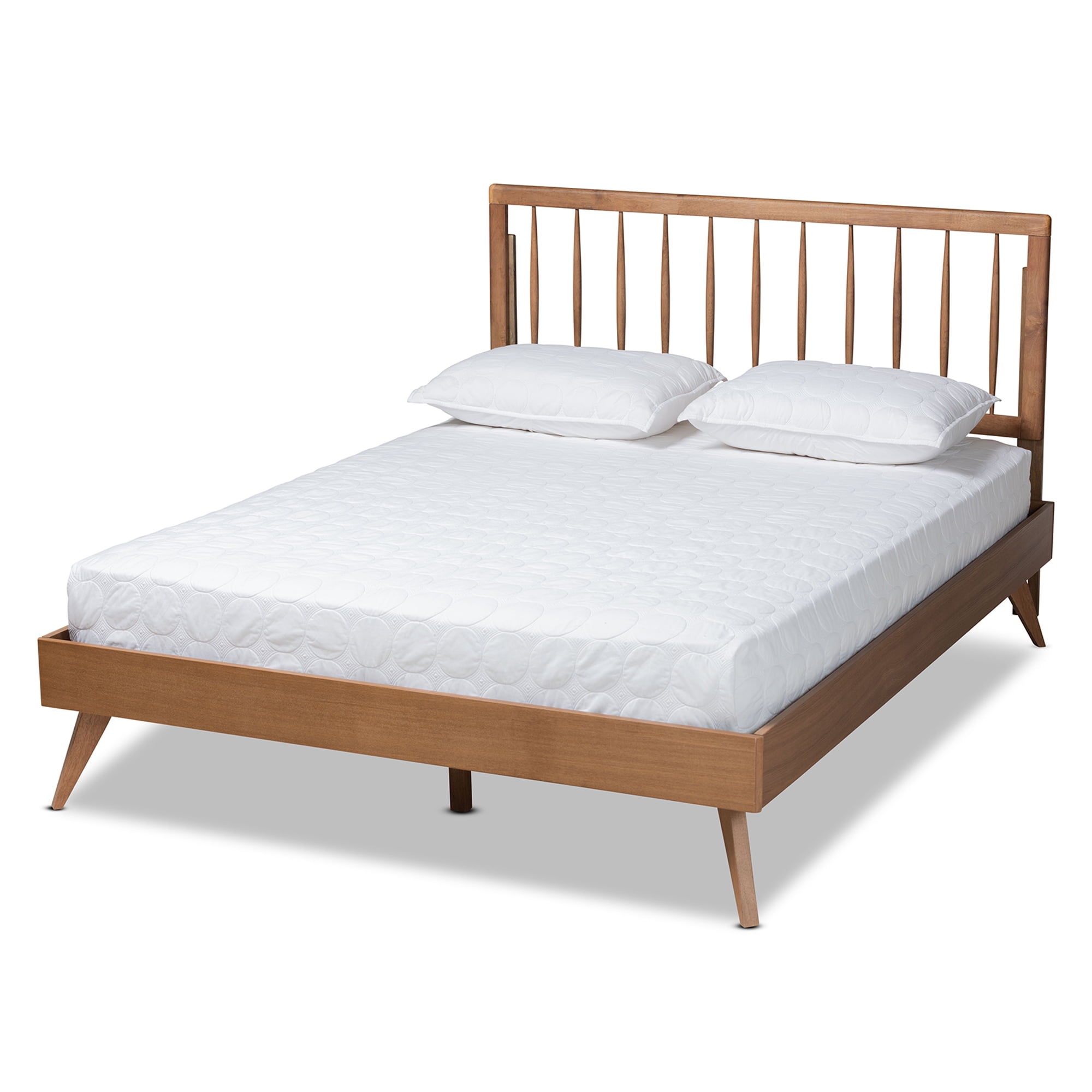 Baxton Studio Toru Mid-Century Wood Platform Bed, King, Ash Walnut