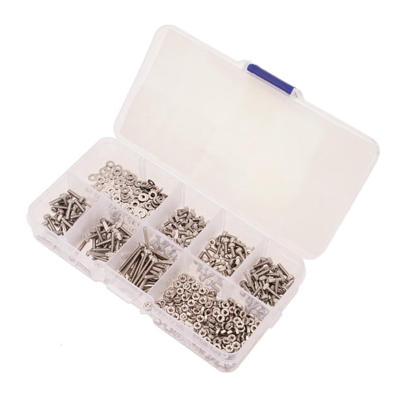 Yammee 660pcs 2mm Screws Nut & Washers Assortment set Steel Hex Bolt Hexagon Socket Screws Set Hex Button Screws Nut set