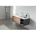 thumbnail image 6 of Goreme 48" Walnut and Dark Gray Oak Wall Mount Bathroom Vanity, Open Shelf, 6 of 10