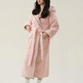 thumbnail image 2 of Kaemgyyd Sherpa Robes for Women Long Sleeve Hooded Bathrobes Casual Soft Sleepwear with Pockets Winter Warm Loungewear, 2 of 3