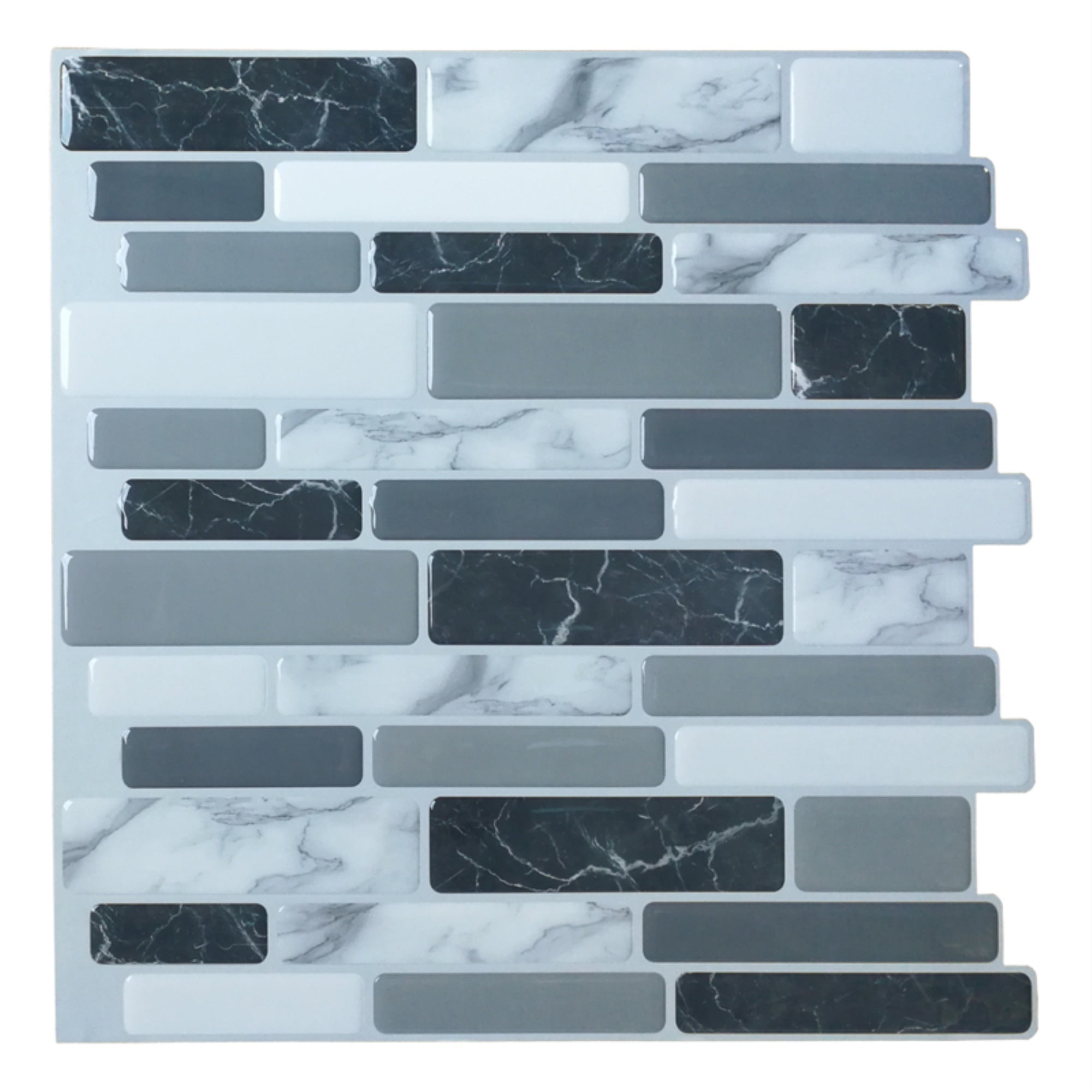 A17042 Grey Marble Peel and Stick Backsplash Tiles, 12"x12" Set of 10