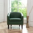 thumbnail image 4 of 29" W Modern Faux Vegan Leather Barrel Chair, PU Upholstered Tufted Accent Club Chairs with Nailhead Trim, Small Armchair for Living Room Bedroom Apartment Lounge Nursery, Green, 4 of 9