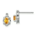 thumbnail image 1 of 925 Sterling Silver Citrine Diamond Stud Earrings Ball Button Birthstone November, 1 of 6