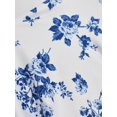 thumbnail image 7 of Blue And White Floral Print Sleeveless Round Neck Pleated Midi Dress For Women, 7 of 7