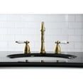 thumbnail image 3 of Kingston Brass KB1977PL Heritage Widespread Bathroom Faucet with Brass Pop-Up, Brushed Brass, 3 of 5