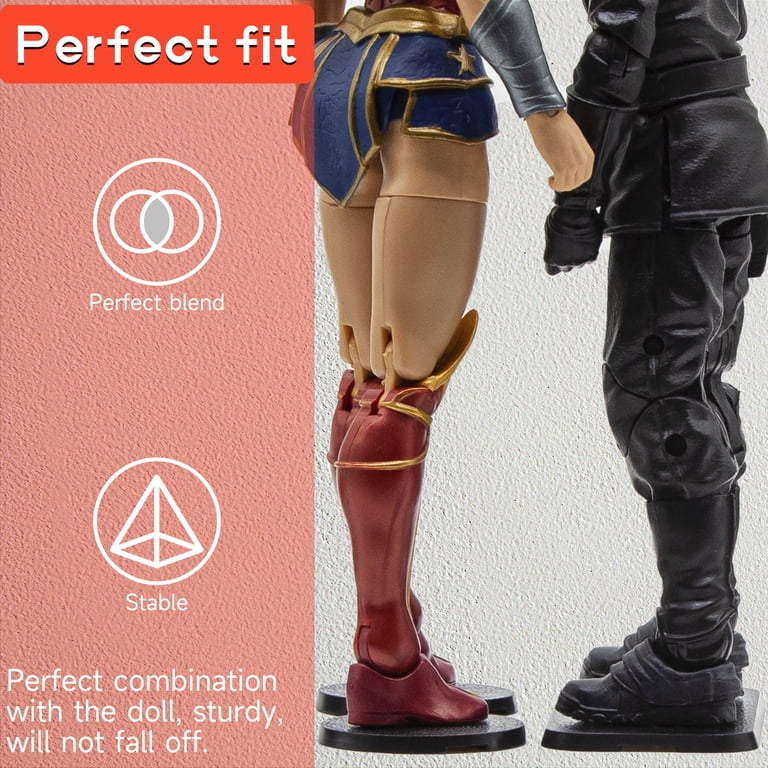 28PCS 6inch Action Figure Stand Bases, Assembly Display Holder Accessories, Fit for Most 1/12 Scale Mavel Legends Series/Gi Jeo Classified Series/D C/Mo tu Figures, Black/ Mix Square & Round Shape