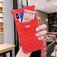 thumbnail image 2 of Iphone13 Pro wallet mobile phone case with neck and messenger chain credit card slot girl women's Silicone shockproof mobile phone case（Red）, 2 of 5