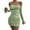Green, variant on TSADFHJI Skirts for Women Short Length Ruffled Women's Long Sleeve Sexy Wrap Chest Dress with Pleated Front Strap Flared Sleeves Dress S Black