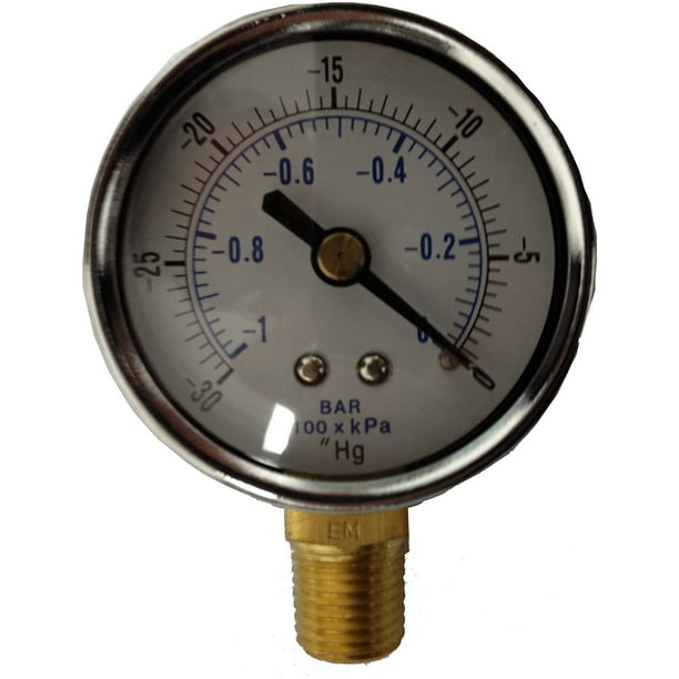 2 Inch Bottom Mount Pool Vacuum Gauge 030 HG